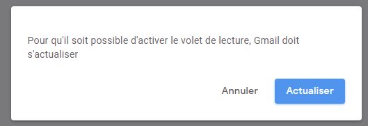 Volet de lecture GMail