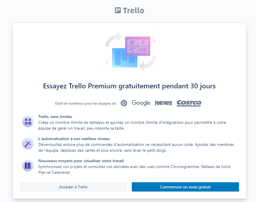 offre gratuite Trello