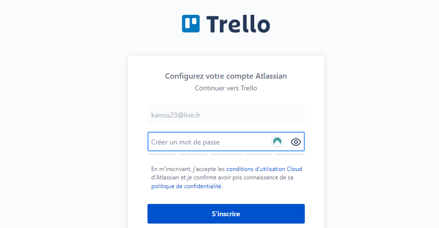 Validation compte trello