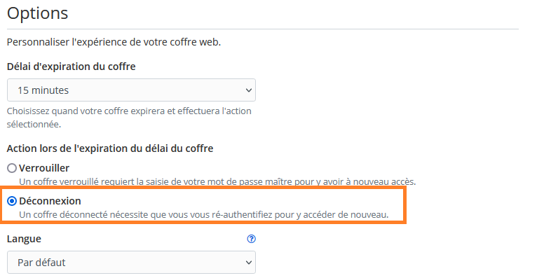 Options Bitwarden