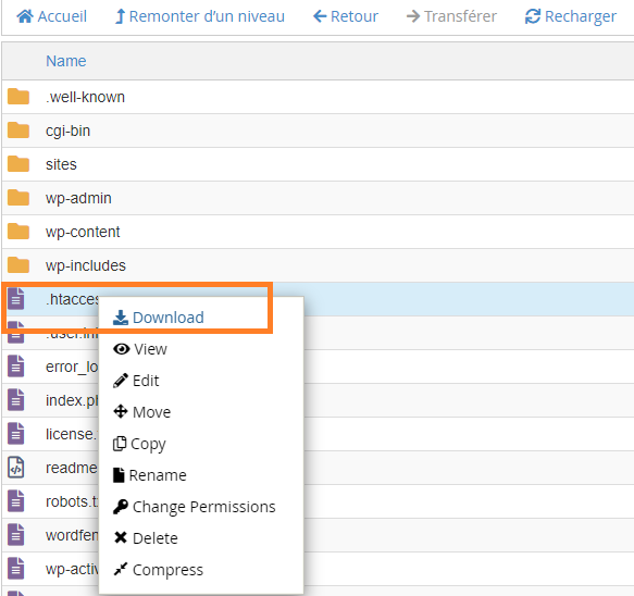 copie htaccess origine