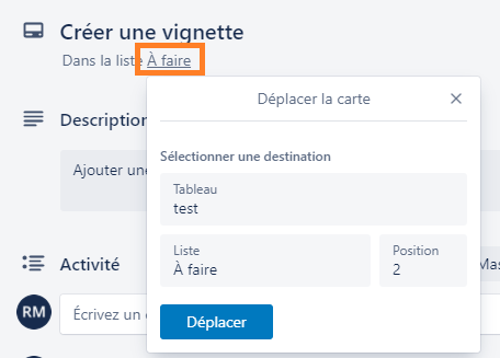 déplacement carte