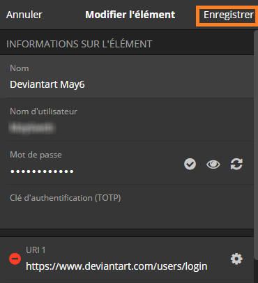 Modifier entrée Bitwarden