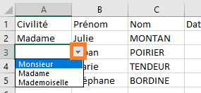 Bouton validation de données