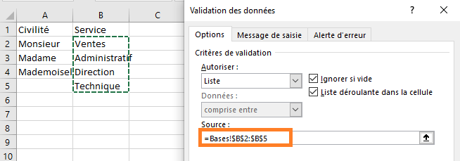 actualisation source d'une liste déroulante