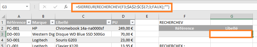 fonction SIERREUR