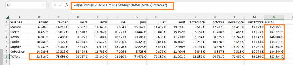 totaux avec fonction SOMME