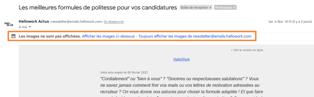 Afficher les images dans Gmail