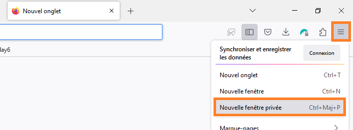 mode incognito firefox