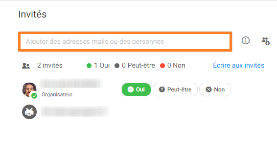 Ajout d'une invitation