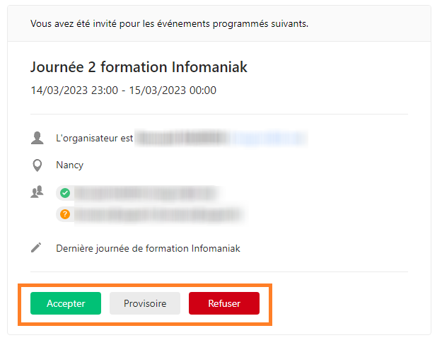 Mail d'invitation