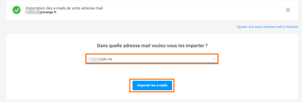 destination de l'import