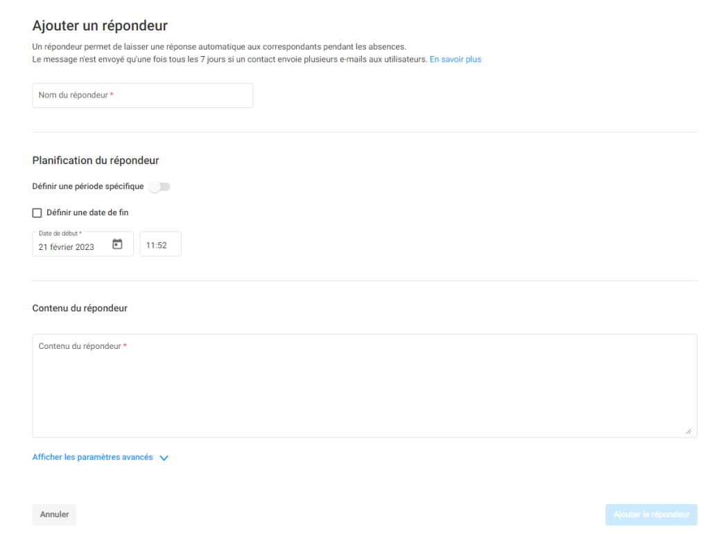 ajouter un répondeur