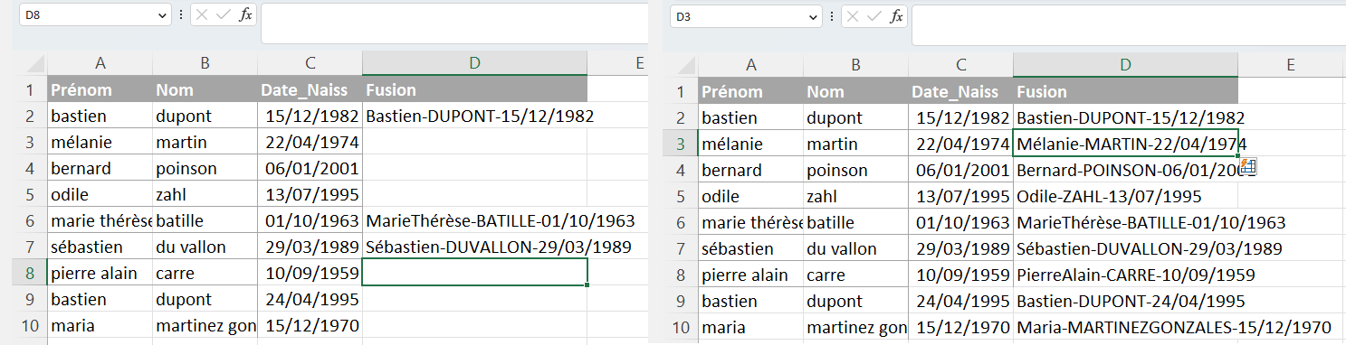 4 manières de fusionner plusieurs données en une cellule sur Excel