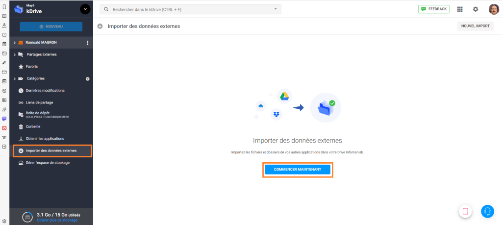 import cloud externe