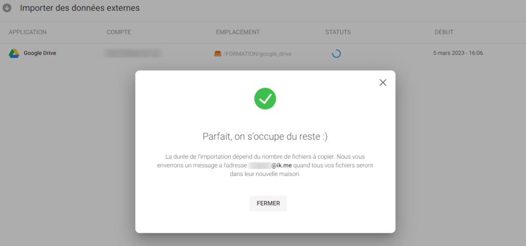 fin import cloud externe