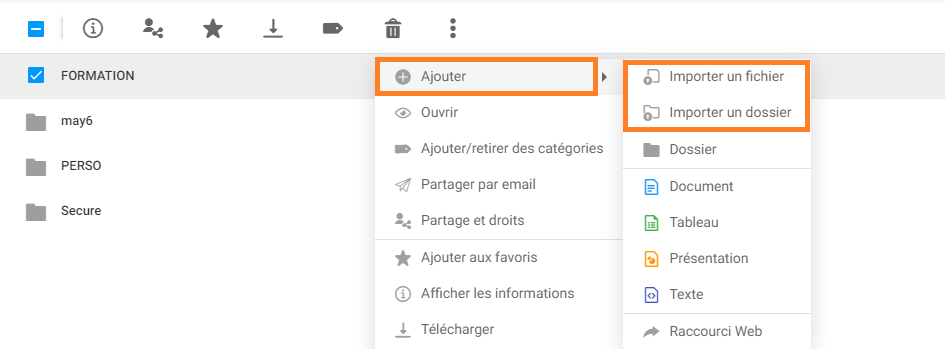 import fichier par clic-droit