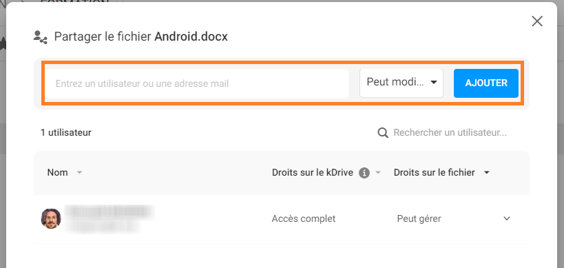 paramètres partage individuel