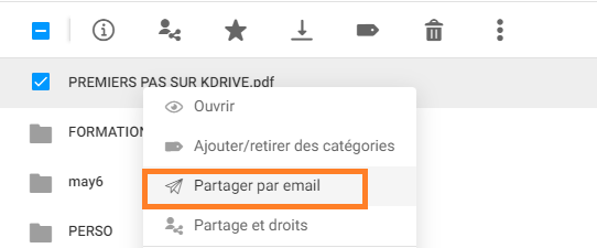 activer partage par email