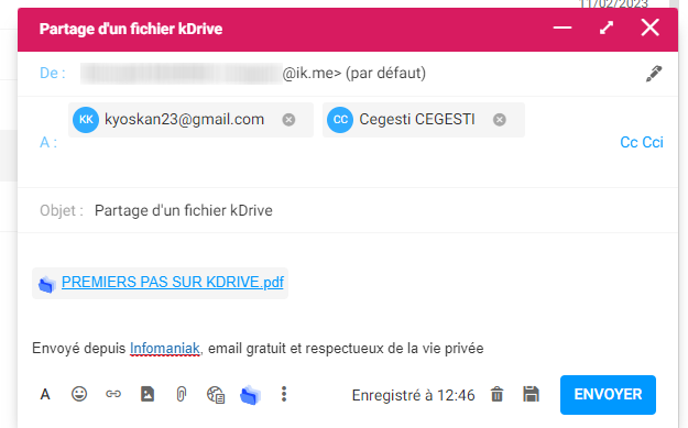 message partage par email