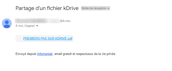 mail reçu partage par email