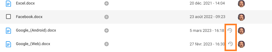 versions de fichier