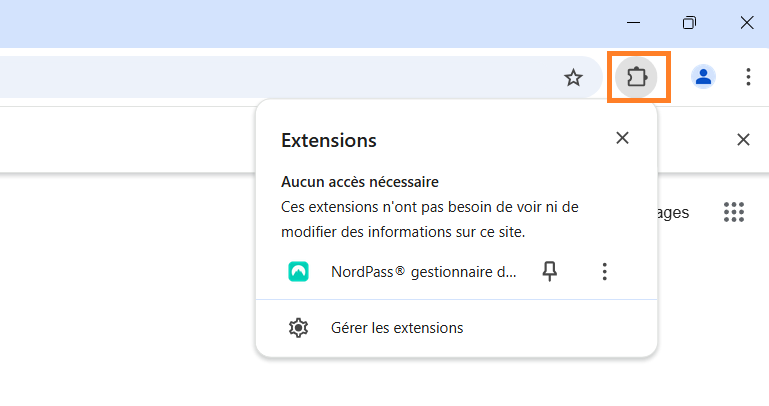 Raccourci extensions sur Chrome