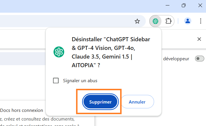 supprimer extension chrome