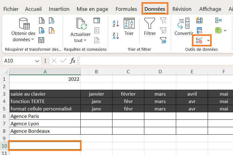 Validation de données