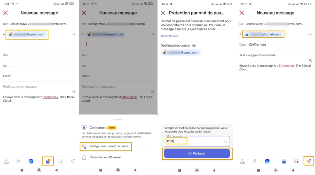 chiffrement mobile avec password