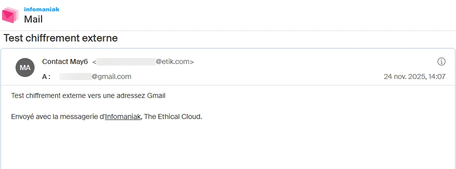 mail chiffré ouvert