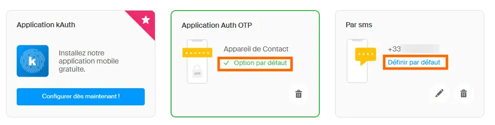 Méthode 2FA par défaut