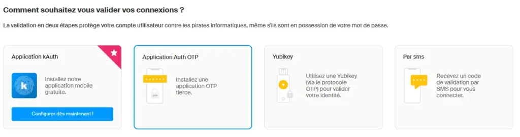 Méthodes 2FA chez Infomaniak