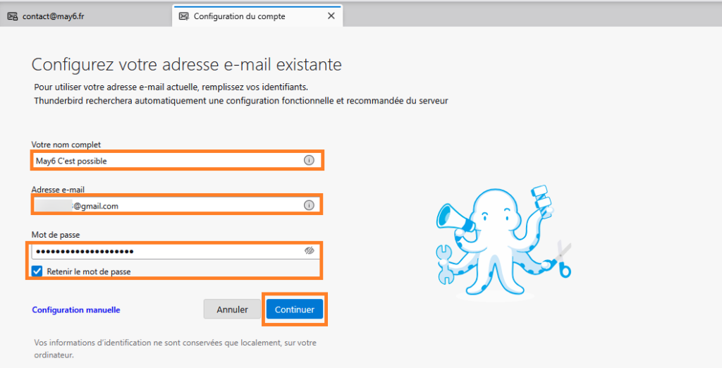 Configuration nouveau compte
